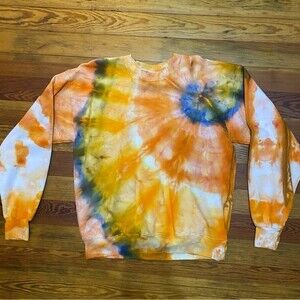 NEW Orange and Black Unisex Tie Dye Crewneck